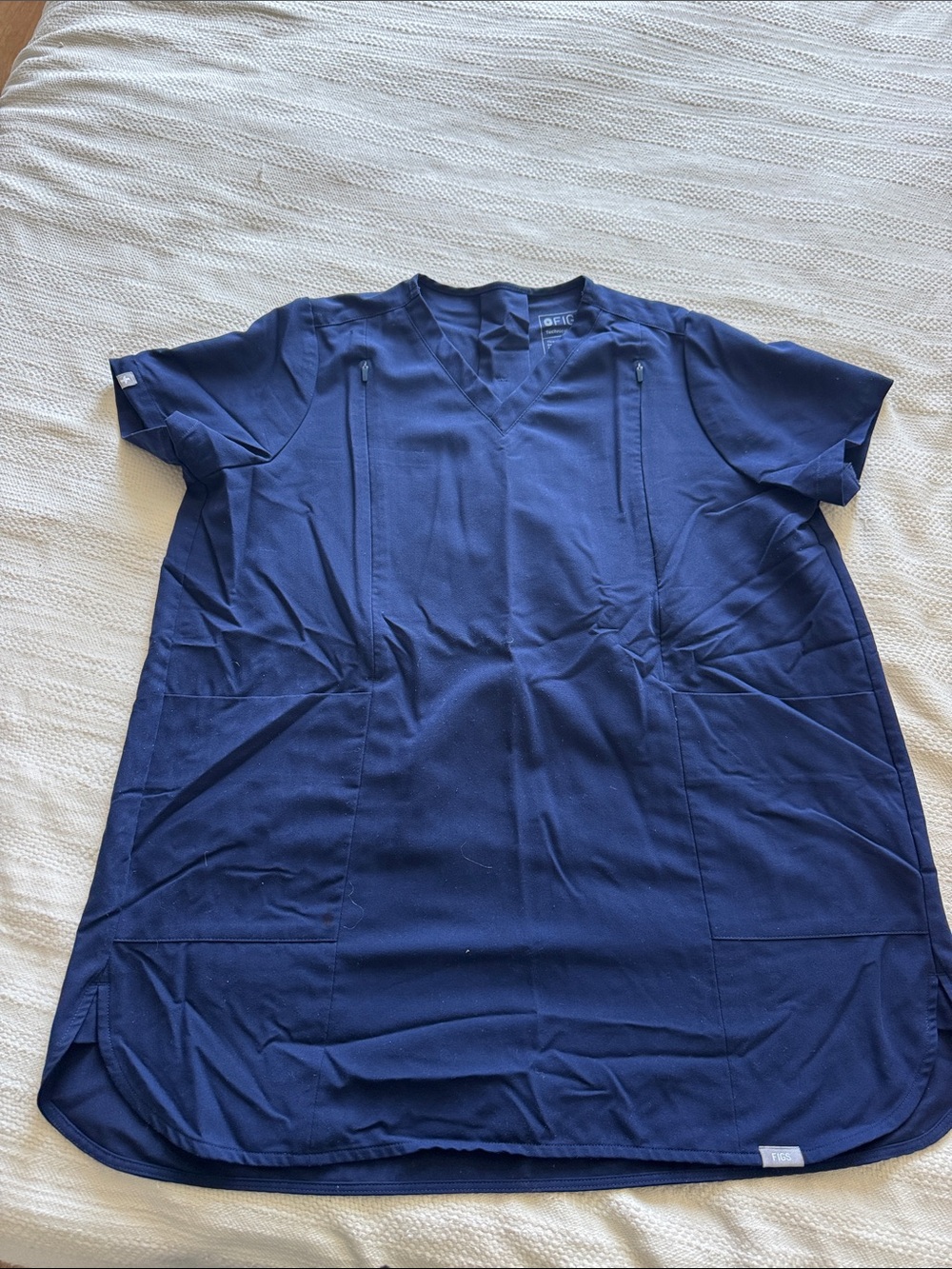 Figs Navy Blue V-Neck Scrub Top